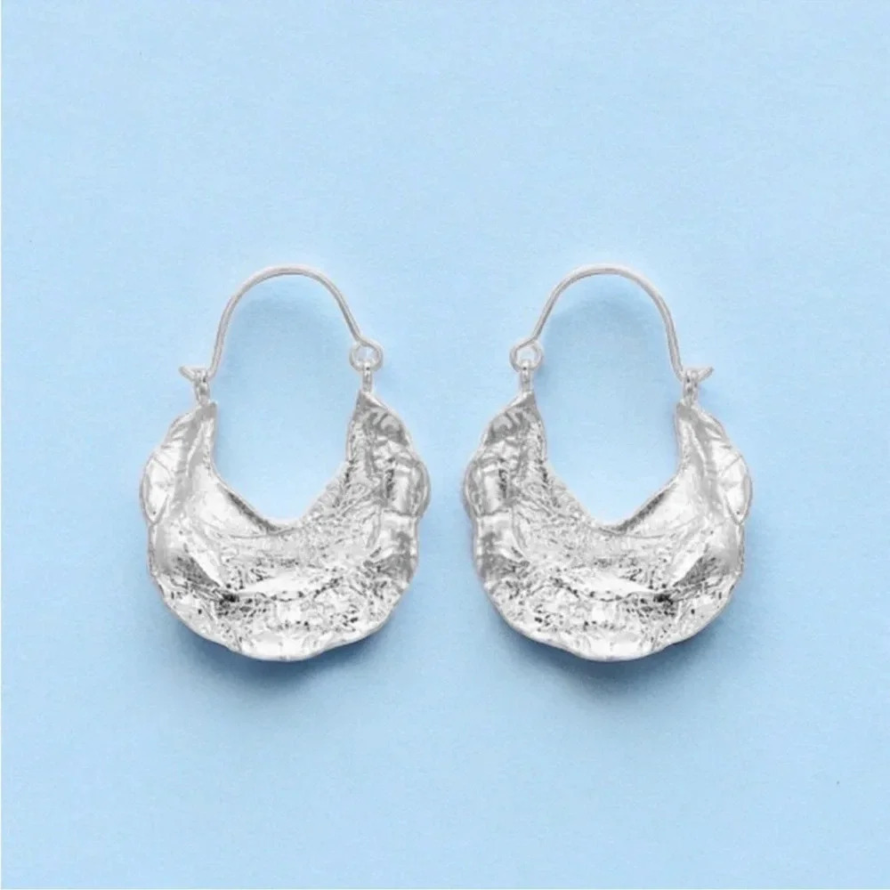 Celestial Textured Crescent Hoop Earrings